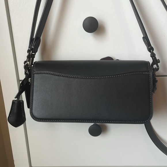 Coach Tea Rose Mini Studio Baguette Pewter/Black & a Pink Cherry Bag Charm NWT - Picture 7 of 17